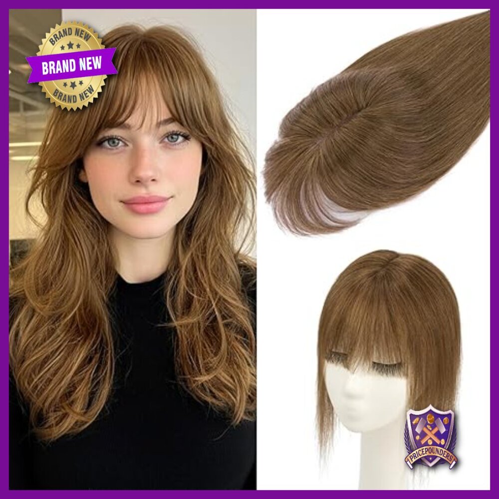 Human Hair Topper 10 Inch 150% Density Clip In Bangs for Thinning Hair